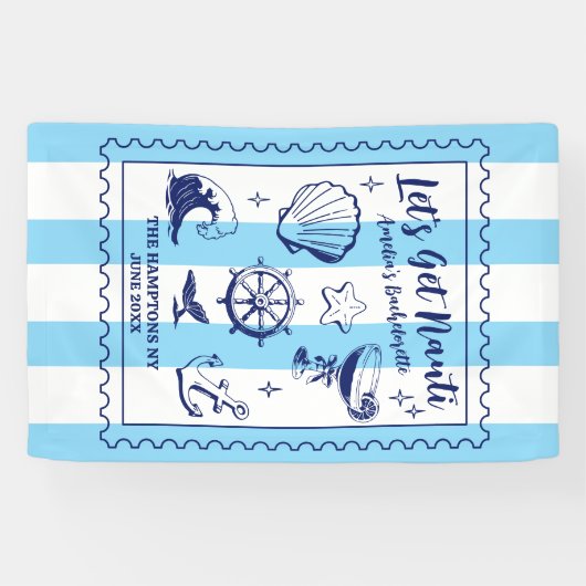 Beach Junggeselinnen-Abschied Lass uns Nauti Vinta Banner (Horizontal)
