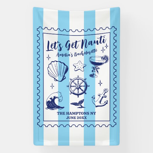 Beach Junggeselinnen-Abschied Lass uns Nauti Vinta Banner (Vertikal)