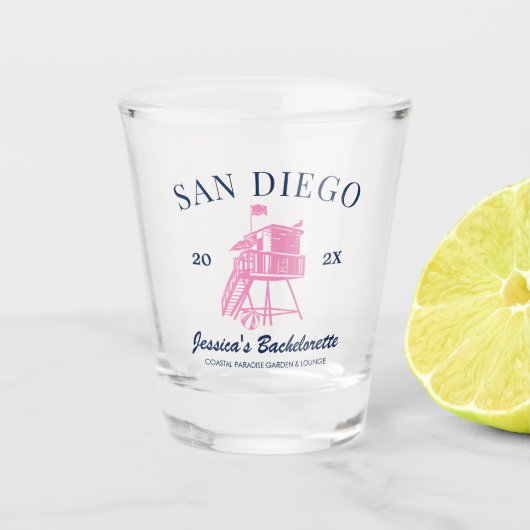 Beach Junggeselinnen-Abschied Personalisiert Bride Schnapsglas (Vorderseite)