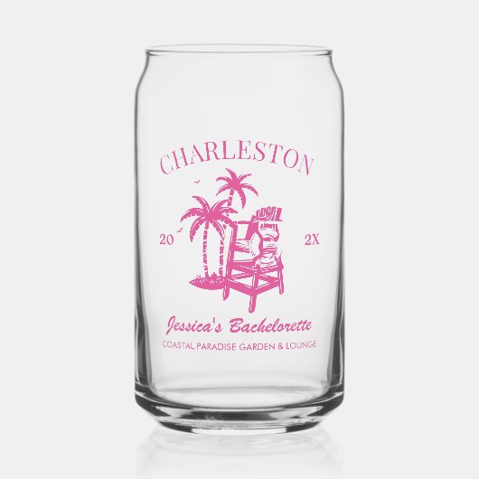 Beach Junggeselinnen-Abschied Pink Custom Bridesma Dosenglas (Vorderseite)