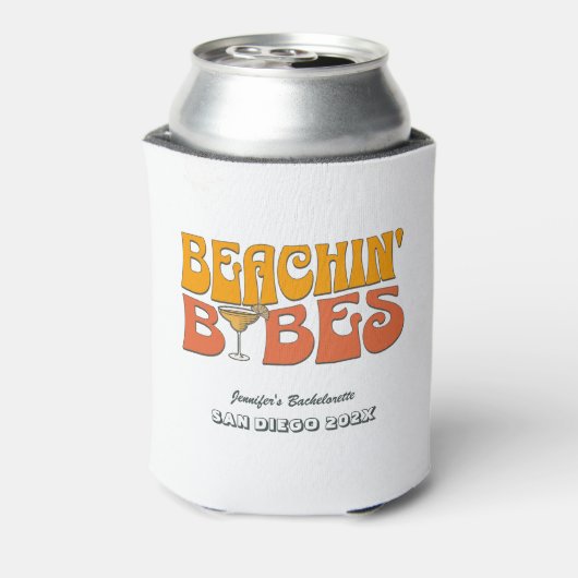 Beach Junggeselinnen-Abschied Retro Beachin Babes Dosenkühler (Kanne Rückseite)