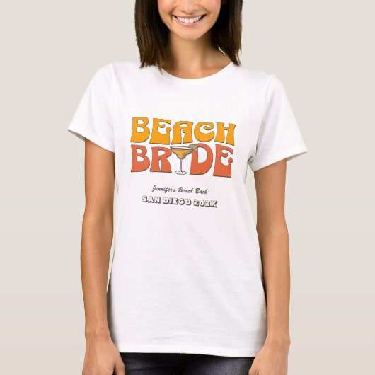 Beach Junggeselinnen-Abschied Retro Groovy Beach B T-Shirt (Vorderseite)