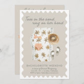 Beach Junggeselinnen-Abschied Timeline Einladung (Vorne/Hinten)