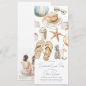 Beach Junggeselinnen-Abschied Watercolor Einladung (Vorne/Hinten)