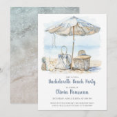 Beach Junggeselinnen-Abschied Watercolor Einladung (Vorne/Hinten)