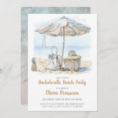 Beach Junggeselinnen-Abschied Watercolor Einladung (Vorne/Hinten)
