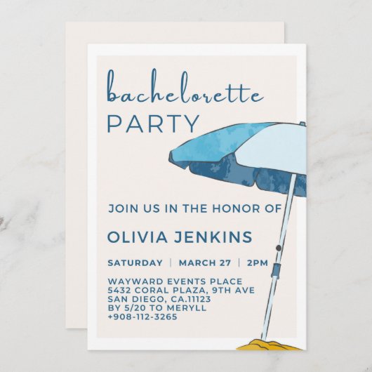 Beach Junggeselinnen-Abschied Weekend Einladung (Vorne/Hinten)