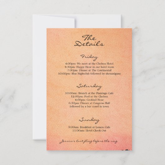 Beach Junggeselinnen-Abschied Wochenende Ausflug Einladung (Rückseite)