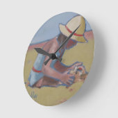 Beach Kid Niedliches kleines Mädchen spielen Sand Runde Wanduhr (Winkel)