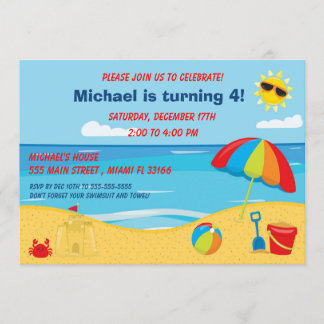 Beach Kindergeburtstag Einladung