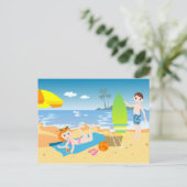 Beach Kindergeburtstag Party Vielen Dank Postkarte (Stehend Vorderseite)