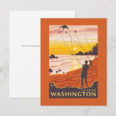 Beach & Kites - La Push, Washington Postkarte (Vorne/Hinten)
