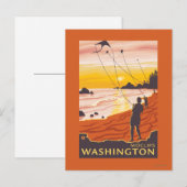 Beach & Kites - Moclips, Washington Postkarte (Vorne/Hinten)