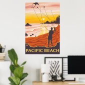 Beach & Kites - Pacific Beach, Washington Poster (Heimbüro)
