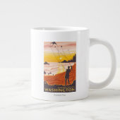 Beach & Kites - Sunset Beach, Washington Jumbo-Tasse (Rechts)