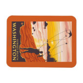 Beach & Kites - Sunset Beach, Washington Magnet (Horizontal)