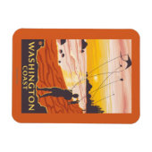 Beach & Kites - Washington Coast Magnet (Horizontal)