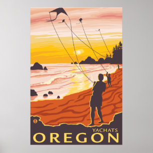 Beach & Kites - Yachats, Oregon Poster