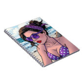 Beach Lady in Shades, Bikini und Bandana Notizblock (Rechte Seite)