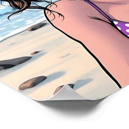 Beach Lady in Shades, Bikini und Bandana Poster (Ecke)