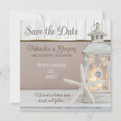 Beach Lantern Starfish Hochzeit Speichern Sie das Einladung (Vorderseite)