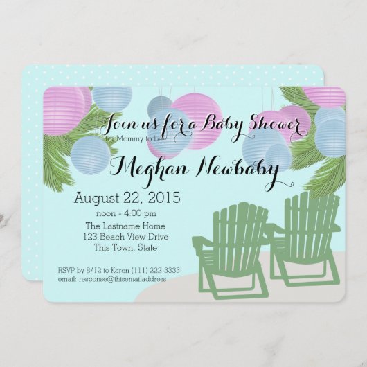 Beach Lanterns Baby Dusche Einladung (Vorne/Hinten)