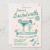 Beach Last Toast Funky Bachelorette Weekend Einladung (Vorderseite)