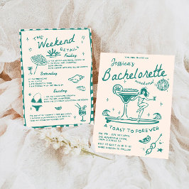 Beach Last Toast Funky Bachelorette Weekend Einladung