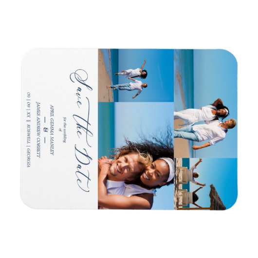 BEACH LEIME 4 Modern Pärchen Wedding Magnet (Horizontal)