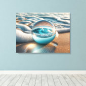 Beach Lens Ball mit Meereswelle Leinwanddruck (Insitu (Holzboden))