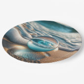 Beach Lens Ball mit Meereswelle Pappteller (Schrägansicht)