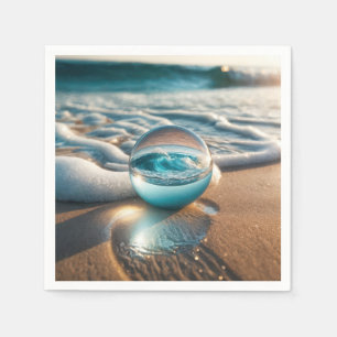 Beach Lens Ball mit Meereswelle Serviette