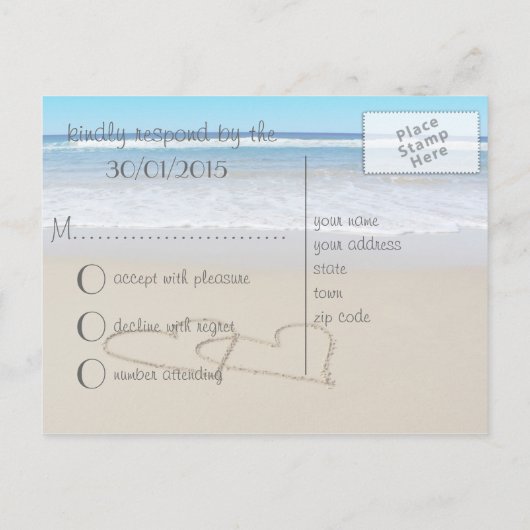 Beach Liebe Hochzeit "uAwg" Postkarte (Rückseite)