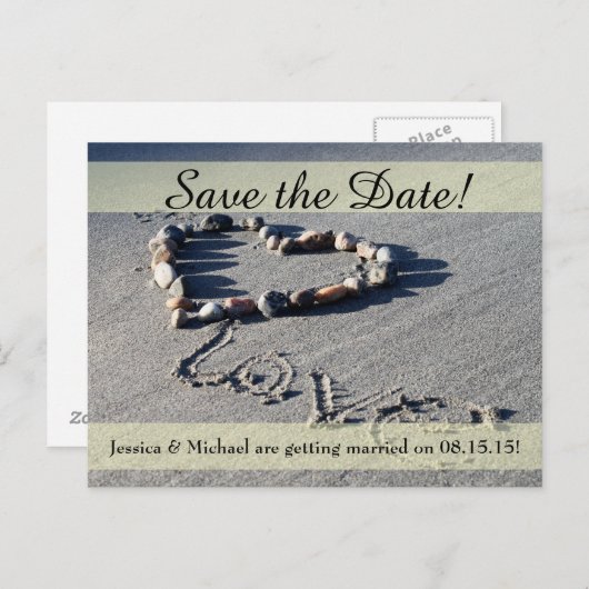 Beach Liebe Save the Date Postkarte (Vorne/Hinten)