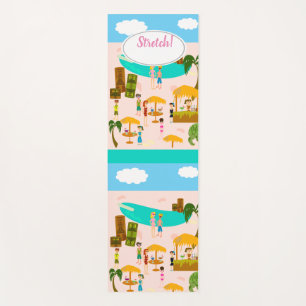 Beach Life Beach Party Tiki Cartoon Illustration Yogamatte