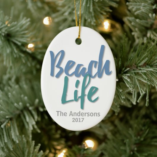 Beach Life Blau und Aquamarin Keramik Ornament (Baum)