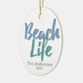 Beach Life Blau und Aquamarin Keramik Ornament (Links)