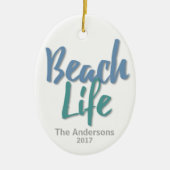 Beach Life Blau und Aquamarin Keramik Ornament (Vorne)