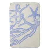 Beach Life Blue Coral Starfish auf Creme Badematte (Vorderseite Vertikal)