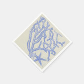 Beach Life Blue Coral Starfish auf Creme Serviette (Ecke)