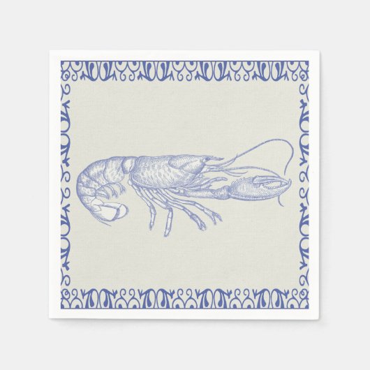 Beach Life Blue Lobster auf Cream Serviette (Vorderseite)