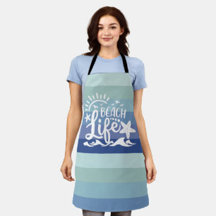 Beach Life Blue Ombre Nautical Striping Schürze
