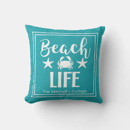Beach Life Crab Starfish Coastal Chic Nautic Kissen