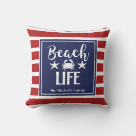 Beach Life Crab Starfish Coastal Chic Nautic Kissen
