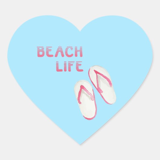 Beach Life Flip Flops Herz-Aufkleber (Vorderseite)