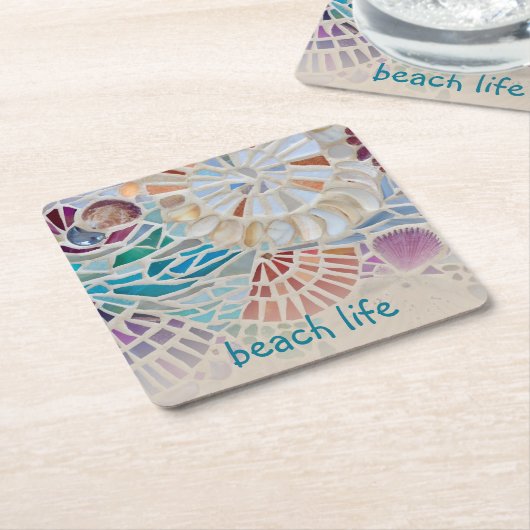 Beach Life Muschel Rechteckiger Pappuntersetzer (angewinkelt)