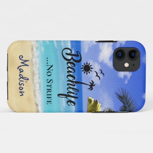 Beach Life No Strife Zitat Sommerpalmenwasser T Case-Mate iPhone Hülle (Rückseite (Horizontal))
