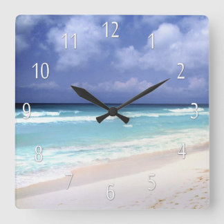 Beach Life Ocean View Clock Quadratische Wanduhr
