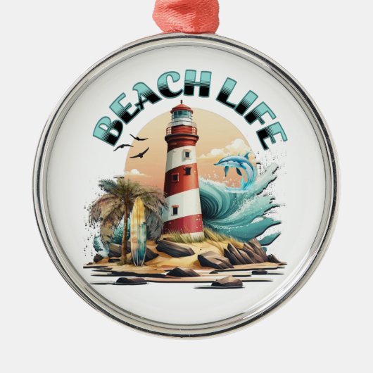 Beach Life Ornament Aus Metall (Vorne)