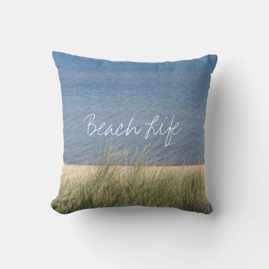 Beach Life Quotes Ocean Shore Blue White Trendy Kissen (Vorderseite)